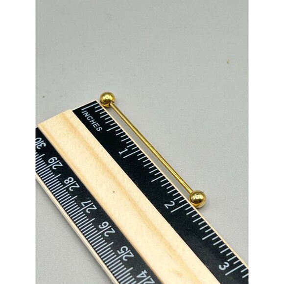 Vintage Collar Bar Retro Man Accessory Gold Tone Ball Round Ends Men Jewelry - Picture 4 of 4